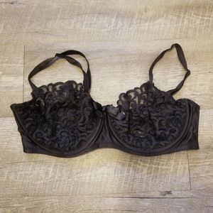 Unlined Victorias Secret Black Lace Bra. 38D